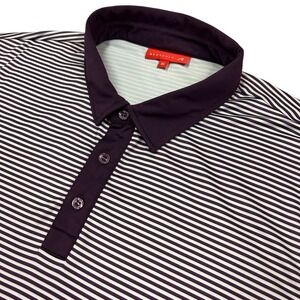 Redvanly‎ Polo Shirt Mens XL White Purple Stripe Golf Performance Stretch
